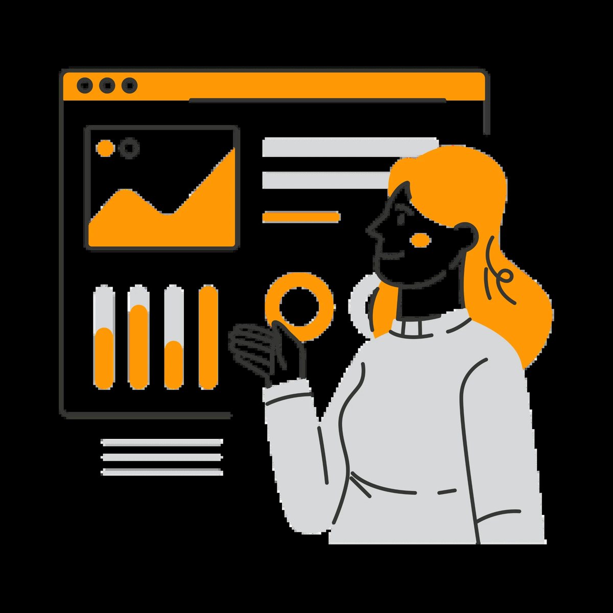 A person exploring a dashboard with charts: browse and inspect your data before you plan a copy.